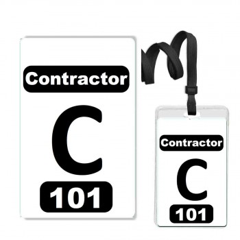 Numbered White PVC 2 Panel Custom Badge with Clear Vinyl Zipper Badge Holder + Black 3/8" Break Away Lanyard- 10 Pcs Pack